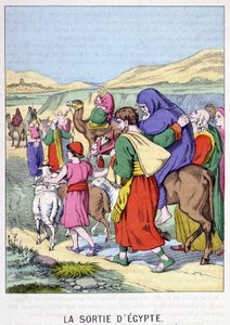 La salida de Egipto - en “Vida de Moisés”, ed. Olivier Pinot, Epinal, finales del siglo XIX de French School