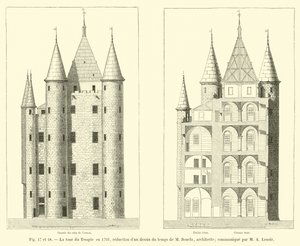 La torre del Temple en 1793, reducción de un dibujo de la época de M. Bourla, arquitecto; comunicado por M. A. Lenoir de French School