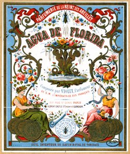Etiqueta publicitaria del perfume Aqua de Florida de la perfumería La Reine des Abeilles, París, segunda mitad del siglo XIX de French School