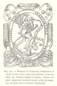 Etiqueta de Jean Temporal, impresor francés de Lyon de French School