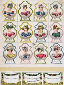 Etiquetas publicitarias de varios extractos florales para una perfumería, París, principios del siglo XIX de French School
