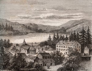 Lago de Gerardmer - Alsacia Champaña Ardenas Lorena - grabado en “La France illustrée: geografía, historia, administración estadística” por V.A. Malt-Brown. 1884 de French School