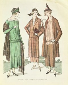 Moda femenina, ilustración de La Veritable Mode Francaise de Paris, 1924 de French School