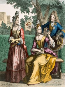 Vestidos formales de día para damas, 1690 de French School