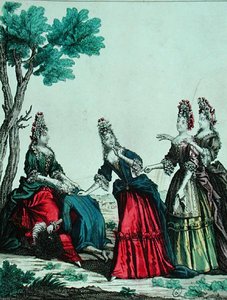 Damas jugando a adivinar con un caballero