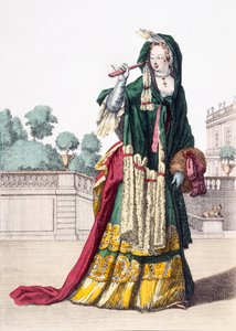 Chal de seda verde de dama, 1650