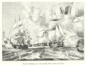 El almirante Roussin con su escuadra fuerza la entrada del Tajo de French School