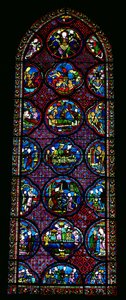 Ventana lanceta que representa la Parábola de Lázaro y el hombre rico de French School