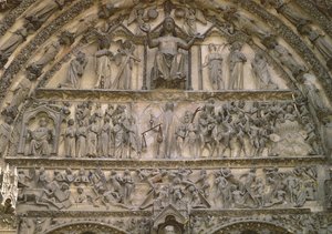 Juicio Final, tímpano del portal central de la fachada oeste, siglo XIII de French School
