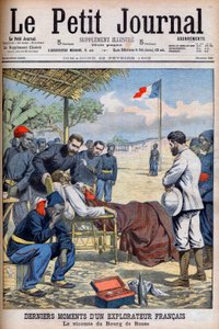Últimos momentos de un explorador francés Vizconde Pierre Marie Robert Du Bourg de Bozas (1871-1903) en el Bourg de Boza en África tropical 