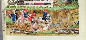 Lat 1156 B f.163 noviembre; caza de ciervos, de las Horas de Marguerite d