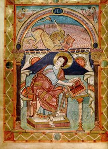 Lat 8850 f.81v San Marcos, francés, de la Escuela de la Corte de Carlomagno de French School