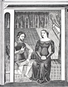 Launcelot y Ginebra, según una miniatura de un manuscrito del siglo XIV, de Science and Literature in The Middle Ages de Paul Lacroix pub. Londres 1878 de French School