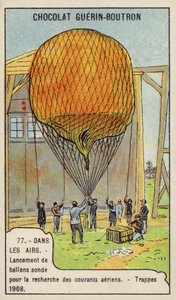 Lanzamiento de globos meteorológicos para medir corrientes de aire, Trappes, Francia de French School