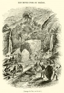 Lavado de oro, en Brasil (grabado) de French School