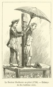 El Doctor Shebbeare en el pilar, 1758, Estampa del siglo XVIII de French School