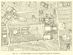 El Palais-Royal en 1652; fragmento del plan de Gomboust de French School