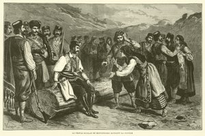 El príncipe Nicolás de Montenegro impartiendo justicia de French School
