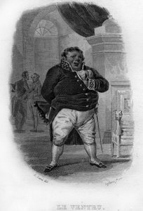 Le Ventru Chanson de Beranger en “Oeuvres completes” (1834) por Pierre Jean de Beranger (1780-1857), poeta y compositor francés. de French School