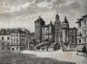 Le Vieux Paris - le Grand Chatelet - grabado en “Historia física, civil y moral de París: desde los primeros tiempos históricos hasta el presente” de Jacques Antoine Dulaure de French School