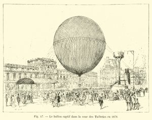 El globo cautivo en el patio de las Tullerías en 1878 de French School