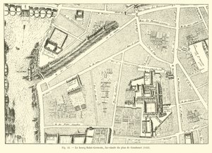 El burgo Saint-Germain, facsímil del plano de Gomboust, 1652 de French School