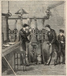 La oficina de correos neumática en París - Correo neumático en París - Grabado en “Ciencias puestas al alcance de todos - física y química” de Alexis Clerc - Finales del siglo XIX - Colección privada de French School