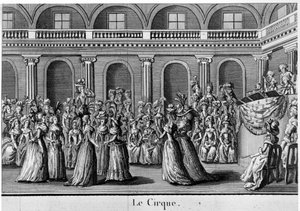 El circo: mujeres de la nobleza bailando - en “las chicas del Palacio Real”, frontispicio, volumen II, ed. Londres de French School