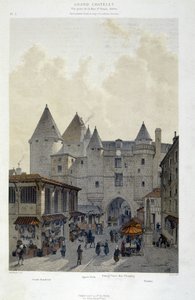 Le grand Chatelet por la rue St Denis en 1800 - en “París a través de los siglos: el templo y la rue Royale”, finales del siglo XIX de French School
