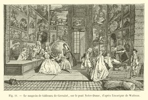 La tienda de cuadros de Gersaint, en el puente Notre-Dame, según el cartel de Watteau