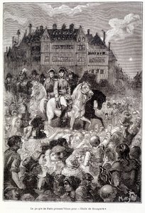 Los parisinos toman a Venus por "la estrella de Bonaparte" - en "Les terres du ciel" de Camille Flammarion, ed. Marpon  Flammarion, París. de French School