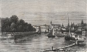 El puerto de Vannes (Morbihan, Francia) - grabado en “La France illustree: geographie, histoire, administración statistique” por V.-A. Malt-Brown. 1884