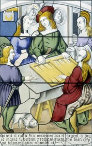 El hijo pródigo: El juego de Tic-trac en la Edad Media en Historia de la pintura sobre vidrio por Ferdinand de Lasteyrie de French School