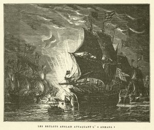Los brulotes ingleses atacando la Armada de French School
