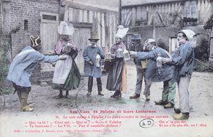 Les Gars de Falaise y sus linternas, c.1910 (después de una foto) de French School