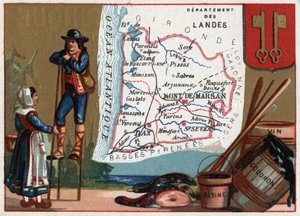 Les Landes, Francia. Serie sobre los Departamentos Franceses. Cromolitografía, circa 1920. Colección privada de French School