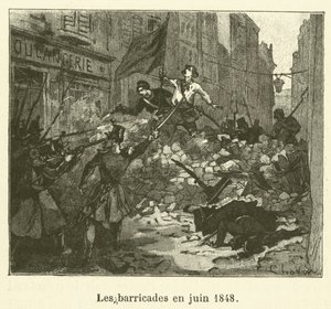 Las barricadas en junio de 1848 (grabado) de French School