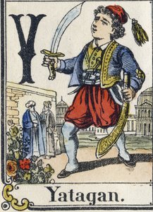 Letra Y: Yatagán. Alfabeto recreativo. Imagen de Epinal, circa 1880 de French School