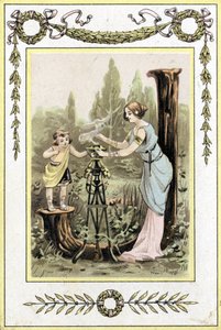 Carta representando a una madre y su hija, finales del siglo XIX de French School