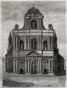 La iglesia Saint Gervais Saint Protais (Saint-Gervais-Saint-Protais) (fachada de Clement II Metezeau) París (4º arr) Grabado en “Histoire physique, civile et morale de Paris: depuis les premiers temps historiques à nos jours” por Jacques Antoine Dulaure de French School