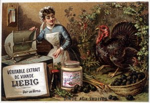 Recetas Liébig: pavo con trufas - cromo Liébig