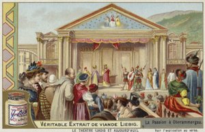 Tarjeta Liebig con la Pasión de Oberammergau de French School