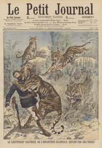 El teniente Gauthret de la infantería colonial francesa devorado por tigres en Annam de French School