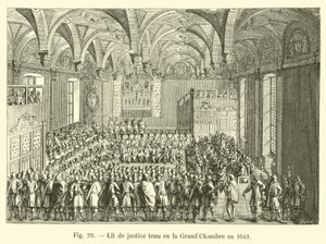 Lecho de justicia celebrado en la Gran Cámara en 1643 de French School