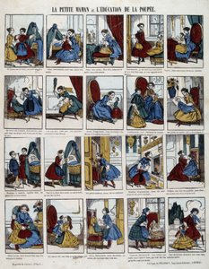 Pequeña mamá “La Educación de la Muñeca”. Imagen de Epinal, sd. siglo XIX. de French School