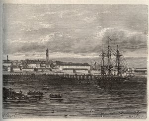 Lorient - Morbihan en la Región de Bretaña - grabado en “La France illustree: geographie, histoire, administración statistique” por V.A. Malt-Brown. 1884 de French School