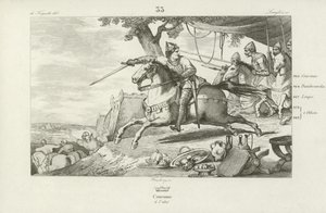 Lotario de Francia lidera su ejército en un ataque al palacio del emperador del Sacro Imperio Romano en Aquisgrán, 978 de French School