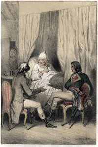 Louis Antoine Fauvelet de Bourienne (1769-1834), diplomático y administrador francés, y el General Napoleón Bonaparte (1769-1821) pidiendo dinero a un viejo capitalista enfermo para la campaña italiana. De la serie 