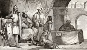 Luis II (848-79) el Tartamudo recibe un juramento de lealtad de un noble, de 