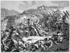 Luis II de Borbón, Príncipe de Condé (Bourbon-Conde) (Gran Condé) (1621-1686) en la Batalla de Friburgo (1644) de French School